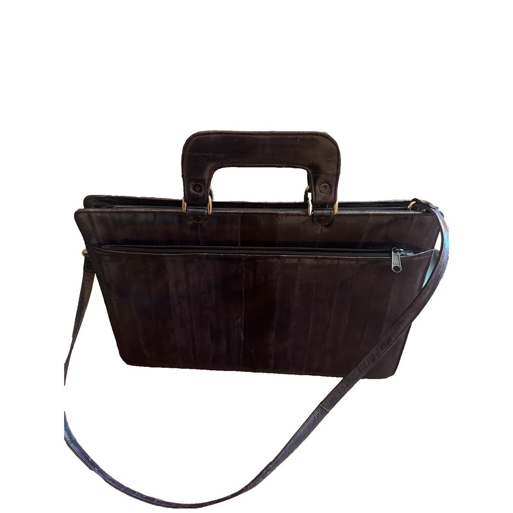 Briefcase Laptop Messenger Bag Vintage Attache Case Eel Skin Grey